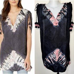 Young Fabulous & Broke Hunny Tie Dye Tassel Tunic Coverup Boho Beachy Dress Sz S